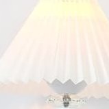 Resim Beyaz Rustik Modern Metal Ayaklı 22'lik Pileli Beyaz Kumaş Şapkalı Abajur Masa Lambası 