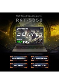 Resim Game Garaj Slayer R9T-5050 C5 R9-7845HX 16 GB 1 TB RTX5050 16" Free Dos Dizüstü Oyuncu Bilgisayarı 