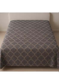 Resim %90 Saf Yün Battaniye Tek Kişilik -doğal Saf Yün - Doğal Desenli Yün Battaniye - Wool Kahverengi - Krem 