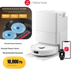 Resim Roborock 60°c Sıcak Su Yıkamalı Halı Tanıma Mop Kaldırma ve 10.000 Pa Emiş Gücüne Sahip Lazer Navigasyonlu Beyaz Robot Süpürge Qrevo L 