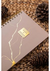 Resim Denden Mermer Bej 17x24 Çizgili Defter Bej 