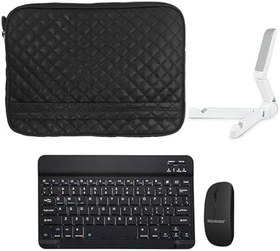 Resim Microcase Samsung Tab S8+ Plus SM-T800 12.4 inch Kapitone Tablet Çanta + Bluetooth Klavye + Mouse + Tablet Standı - AL8123 (Green) 