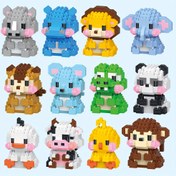 Resim Mini Sevimli Karikatür Hayvan Modelleri Yapı Blokları Montaj Oyuncakları, Maymun, Tavuk, İnek, Ördekler, Panda, Timsah, Fare, Sığır, Fil, Küçük Yapı Bloğu, Doğum Günü/Ramazan/Noel Hediyeleri 