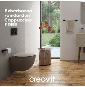 Resim Creavit Free Duroplast Yavaş Kapanan Klozet Kapaklı Cappucino Set Fe320cm 
