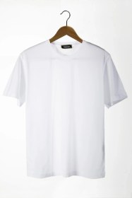 Resim Unisex Beyaz Bisiklet Yaka Oversize Kalıp Basic Pamuklu T-shirt Beyaz 