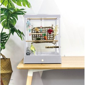 Resim Dayang Kırılmaz Camlı Kuş Kafesi 39,5*43*51,3cm Beyaz 