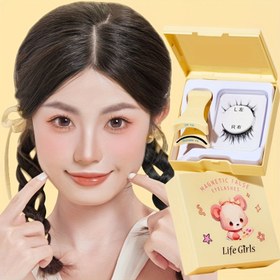 Resim 12 Stil Manyetik Kirpik Takımı, Yeniden Kullanılabilir, Yapıştırıcısız, Kızlar İçin Uygun, Ayçiçeği Desenli, Doğal ve Dayanıklı, Orta Kıvrım, Kolay Düşmeyen 