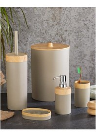 Resim Flosoft Bambu Desenli Yuvarlak 5'li Banyo Seti 001 