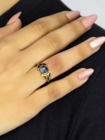 Resim Doğal Taş Labradorit Doğal Taşlı Antik Model Kadın Ayarlanabillir Yüzük Euy79lbt Gri 