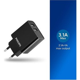 Resim Philips Dlp2610/12 2 Usb-A 5 V/3.1A Hızlı Şarj Adaptör- Siyah 
