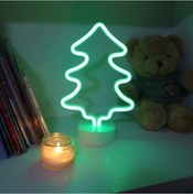 Resim Padalink Yeşil Neon Led Ağaç Şekilli Masa Lambası - Yatak Odası Dekorasyonu Usb Ve Pilli 3xaa Gece Lambası Piller Dahil Değil Diğer 