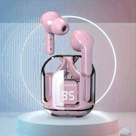 Resim LED Pil Göstergeli TWS Kablosuz Kulak İçi Kulaklıklar, Dokunmatik Kontrol, Uzun Pil Ömrü, HiFi Stereo Ses, Müzik ve Oyunlar için Mini Kulaklık, Şeffaf Şarj Kutusu Dahil 