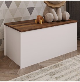 Resim Florya Çok Amaçlı Oyuncak Ve Depolama Sandığı - Antrasit Ve Beyaz - 90 Cm - Beyaz 