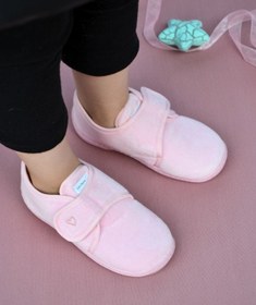 Resim First Step Pembe Kalp Nakışlı Kız Çocuk Cırt Cırtlı Panduf-F-729 