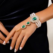 Resim Kadınların Parti Giyimi ve Tatil Hediyesi için Lüks ve Şık Basit İmitasyon İnci Parmak Bilekliği, Yapay Kristal ile Süslenmiş 