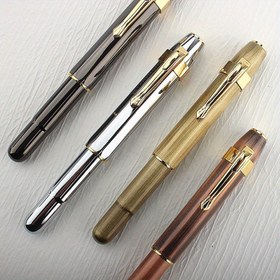 Resim Vintage Pirinç Dolma Kalem - Seyahat ve Kaligrafi için Alpha Kısa Cep Kalemi (Antik Bakır Kaplama) 