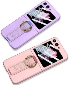 Resim PSR aksesuar Kılıf Kamera Korumalı Yüzüklü Zore Flip Ring Kıpta Kapak-Siyah Galaxy Z Flip 6 ile uyumlu 