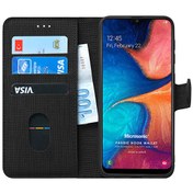 Resim Samsung Galaxy A30 Kılıf Fabric Book Wallet Siyah Microsonic