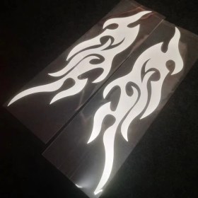 Resim Meridiangoods 2 Adet Motor Alev Çıkartması: Pembe Mavi Vinil, Kolay Uygulama, Dayanıklı, 30 Cm 