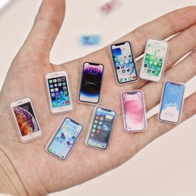 Resim 1:12 Ölçekli Gerçekçi Mini Telefon Modelleri - Canlı Renkli Ekranlara Sahip Çift Taraflı Baskılı Akıllı Telefonlar, Yetişkinler & 18+ Gençler için Dayanıklı Koleksiyonluk Bebek Evi Dekoru (Karışık Renkler) 