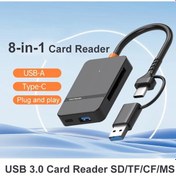 Resim Usb 3.0 Kart Okuyucu Sd Mikro Sd Tf Cf Ms Kompakt Flash Kart Adaptörü Dizüstü 8 In 1 Card Reader 
