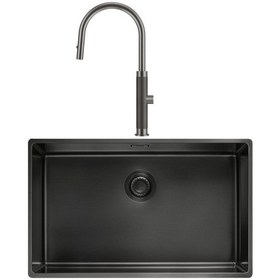 Resim Franke Mythos Masterpiece Bxm 210/110-68 - Mythos Masterpiece Duşlamalı Antrasit Mutfak Eviye Batarya Seti Antrasit 