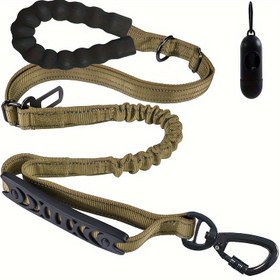 Resim Bungee Köpek Tasmalığı, 2 Yastıklı Tutma Sapıyla Ağır Hizmet Köpek Tasmalığı, Orta ve Büyük Köpekler için Rahat Yastıklı Saplı ve Yüksek Reflektif İplikli 182.88cm / 121.92cm Köpek Tasmalığı İpi, Eğitim için Araba Koltuk Kemeri ile 4-in-1 Çok Fonksiyonlu Köpek Tasmaları 