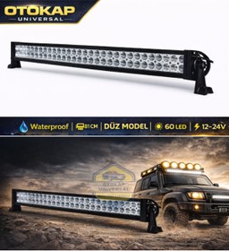 Resim KAPOTO 81cm 180w Çift Sıra 60 Led Off Road Bar 12V-24V 4x4 Projektör Işık Araç Tavan Ledi 