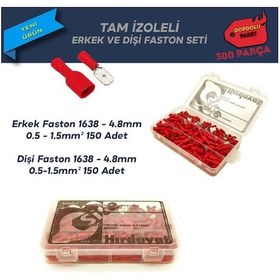 Resim 300 Parça Tam Izoleli Erkek ve Dişi Faston 4.8Mm - 0.5-1.5Mm2 