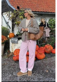 Resim Madmext Pembe Çizgili Kadın Jean Pantolon Mg2463 Pembe 