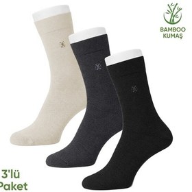 Resim Bambu Erkek Soket Çorap - 3 Çift - Dikişsiz - Gori -17135 - Set 1 Çok Renkli 