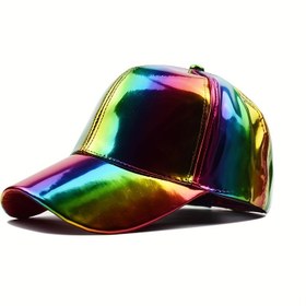 Resim Canlı Suni Deri Beyzbol Kapağı - Hafif, Ayarlanabilir, Elde Yıkanabilir, Metalik Bitişli Renkli Gradyan Tasarım, Rahat Başlık | Gradyan Kapağı | Hafif Kapağı 