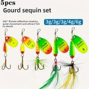 Resim 5 adet Canlı Sequin Spinnerbait Seti - Karışık Renkler, Keskin saç tokası ile Etkili Çekim için Tüy Metal Spinners, Tatlı ve Tuzlu Su Balıkçılığı için İdeal, Balıkçılık Yem 