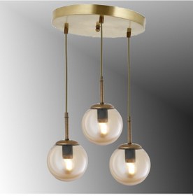 Resim Tt604-3y-fullesk Tt Ayd. Eskitme Kaplama 3 Lü Tijli Glop Avize Eskitme - Bal Cam 