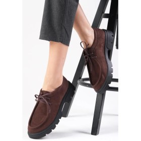 Resim Mio Gusto Hope Kahverengi Kalın Tabanlı Kadın Loafer Ayakkabı 