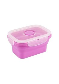 Resim Tantitoni Katlanabilir Pembe Renkli Silikon Beslenme Kabı 13X10 Cm 