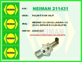 Resim Rolanti Ayar Valfi Megane 1 2.0 I 1996-2003 - Laguna 1 1.8 1995-2001 - Espace 3 2.0 1996-2000 F3r 8200211431 