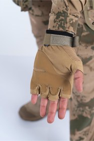 Resim COMBAT Tactical Outdoor Kesik Parmaksız Eldiven Asker Sporcu Bisikletçi ÇÖL Kemik Eldiveni 