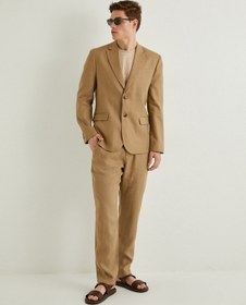 Resim Koton Keten Ceket Blazer Slim Fit Düğmeli Cep Detaylı Deve Tüyü 4sam50038hw Taba 
