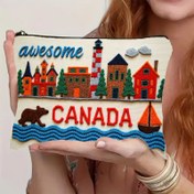 Resim Harika Kanada Desenli Kozmetik Çantası, Fermuarlı İç Kapaklı - Hafif ve Taşınabilir Seyahat Organizeri, 3D Efekt Deniz Feneri, Ayı, Yelkenli Tekne & Manzara Sanatı, 3 Boyutlu Etkiye Sahip, Şehir Silüeti Detaylarıyla Zenginleştirilmiş; Bayanlardan, İnce Dostalara ve Aile Üyelerine Mükemmel Bir Hediye 