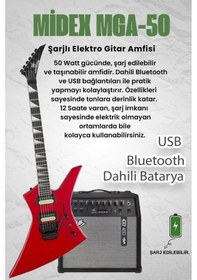 Resim Maxword Dg-34rd-50amp Kelly Kasa Floyde Rose 2x Zebra Hh Manyetik 50w Amfili Elektro Gitar 