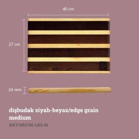 Resim KAF Ahşap Lüks Kesme Tahtası Dişbudak Siyah-Beyaz 