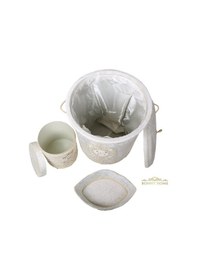 Resim Exclusive Krem 6 Prç Banyo Kirli Çamaşır Sepeti Ve Paspas Seti 