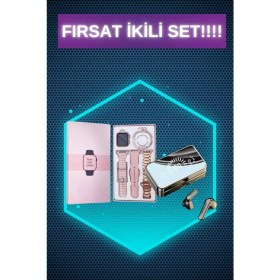 Resim Marsilyan Bileklikli Amoled Ekran Akıllı Saat ve Dijital Göstergeli Kablosuz Bluetooth Kulaklık Anc/ Enc 