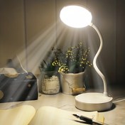 Resim 1 adet Beyaz Kaz Kafa Ayarlanabilir Kol USB Lambası | USB Takma LED Işık | Düğme ile Üç Tonlu Karartma | Masa Işık Lambası | Göz Koruma Çalışma Gece Lambası | Ofis, Çalışma, Oturma Odası, Yatak Odası için Uygun | İdeal Noel Hediyesi 