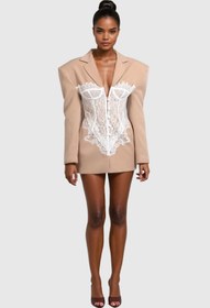 Resim Adsila Deconstruct Haki Dantel Yaka Blazer - M 