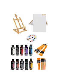 Resim Masa Üstü Şövale 50x70 Tuval 10'lu Rich Akrilik 120 Cc 6'lı Fırça Set 