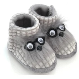 Resim Ela Çocuk ve Bebek Panduf , Kaydırmaz Taban Anaokulu Kreş Ayakkabısı , Ev Ayakkabısı - Gri 