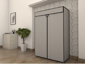 Resim Home Dzgn Home Metal Çelik Borulu Plastik Raflı Ekonomik Bez Dolap Gardırop Portatif Gardırop-Gri 