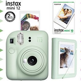 Resim Fujifilm Instax Mini 12 Yeşil Fotoğraf Makinesi - 10'lu Film Ve Mini Albüm Seti 